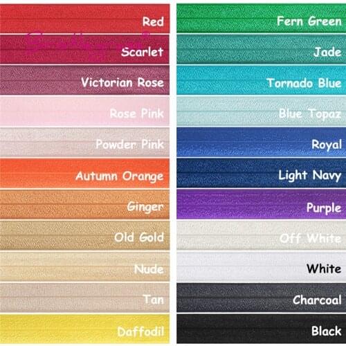 BRISTLEGRASS Wholesale 50 Yard 1" 25mm Solid Shiny FOE Fold Over Elastic Spandex Satin Bands Headband Hair Tie Dress DIY Sewing