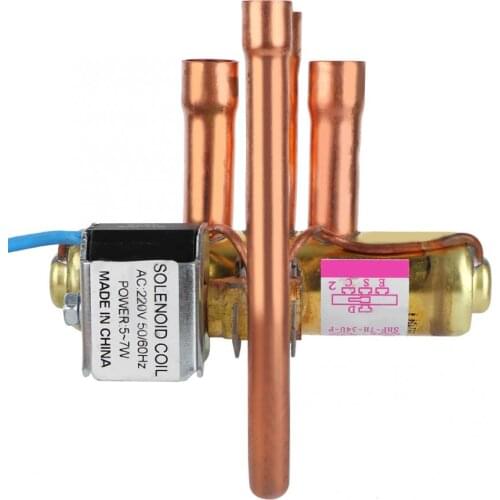 Air Conditioning Electromagnetic Four Way Reversing Valve With Coil 1P Copper Air Conditioner Hydraulic Valve Replacement Parts