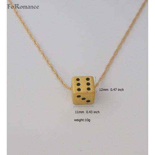 Foromance/- YELLOW GOLD GP 18" TWIST WATER WAVE NECKLACE & DICE LUCKINESS FORTUNE BRINGNER BLACK RED ENAMELED DOT PENDANT
