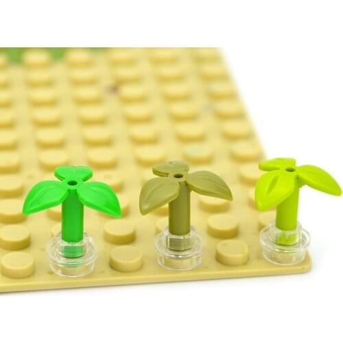 Bricks 37695 Carrot Leaves Plant Stem With 3 Leaves And Bottom Pin City House Garden Buildings Blocks Accesories MOC Parts Toys