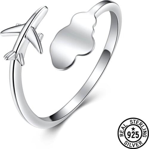 Dyson 925 Sterling Silver Ring Airplane Cloud Adjustable Free Open Size Plain Travel Rings For Women Girls Fine Jewelry