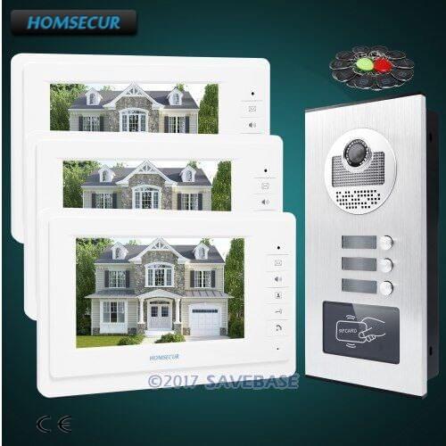 HOMSECUR 7" TFT Video Door Phone Intercom Kit with LCD Color Screen for 3 Families