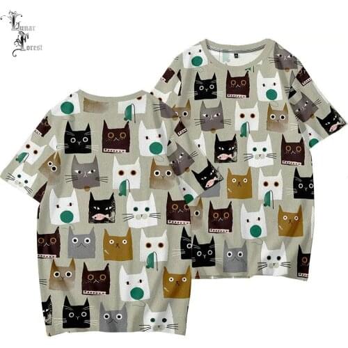 Funny Cat Faces 3D Printing Summer Short Sleeve T-shirt Japanese Kimono Haori Yukata Cosplay Cool Harajuku Streetwear