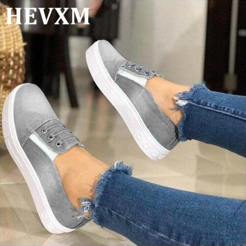 Women Flats Shoes Denim Loafers Casual Summer Breathable Fashion Outdoor Elastic Band Round Toe Platform Plus Size 35-43