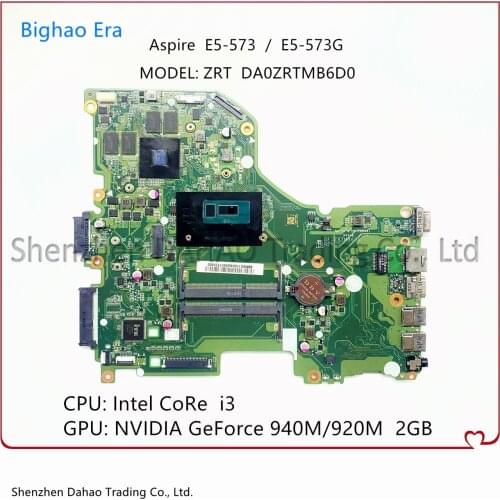For ACER Aspire E5-573 E5-573G ZRT Laptop Motherboard DA0ZRTMB6D0 With Intel i3 CPU GT920M 2GB GPU 100% Fully Tested