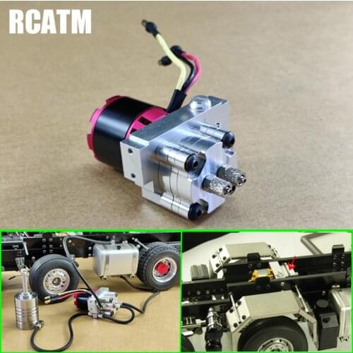 Metal Hydraulic power pump gear oil pump with relief valve For 1/14 Tamiya RC Truck car Scania MAN Actros Volvo Upgrade parts