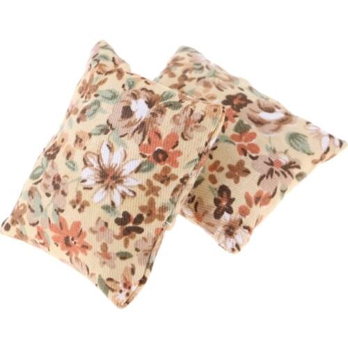 1/12 Dollhouse Miniature Floral Cushions Pillow Sofa Bedroom Accessory