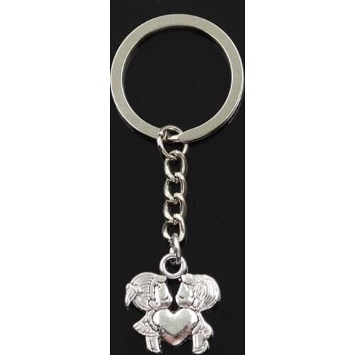 Fashion Heart Lover Sweetheart 22x21mm Pendant 30mm Key Ring Chain Silver Color Men Car Gift Souvenirs Keychain Dropshipping