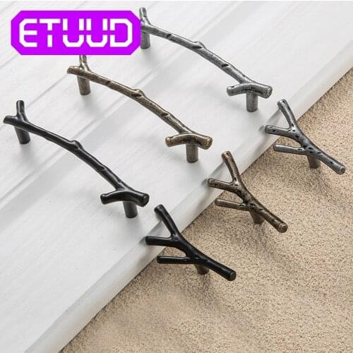 Cabinet Pull Fashion Tree Branch Furniture Handle Black Silver Bronze Kitchen Cabinet Handles Drawer Knobs Door Pulls Hardware