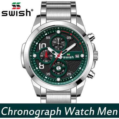 SWISH Men Military Watches Casual Brand Stainless Steel Quartz Watch Waterproof Sports Wristwatch Male Relojes Hombre 2020