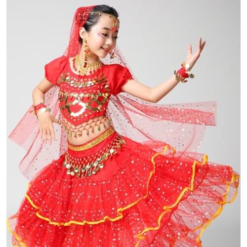 New Children Indian Belly Dance Costumes Girls Bellydance Clothes Performing Suit Kids Practice Professional Garment Wear H4573