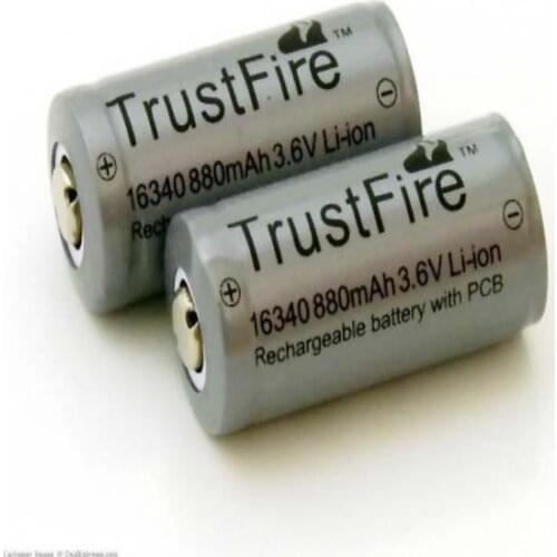 Wholesale TrustFire Protected 16340 CR123A 880mah 3.6V Li-ion Rechargeable Battery Lithium Batteries with PCB