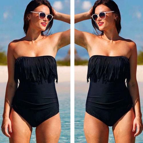 Sexy Women Plus Size Solid One Piece Bikini Summer Swimsuit Beach Bikini Set Swearwear