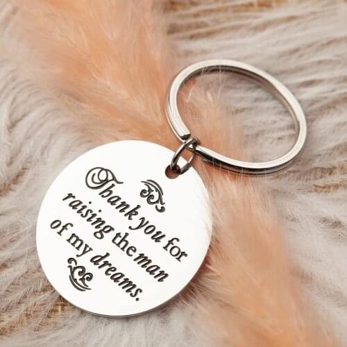 Mothers Day Gift Keychain for her Thank You for Raising The Man of My Dreams Future Mother Wedding Keychain Key Ring Pendant