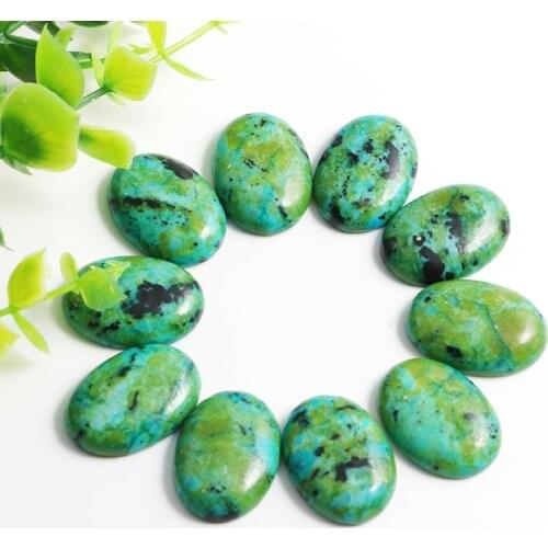 Charms Cabochon No Hole Stone Beads Imperial Jaspers Green Turquoises Stone Oval Cab 18X25mm for Jewelry Accessories