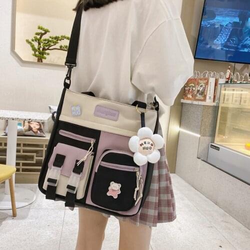 Lovely Multi-pocket Girls school shoulder bag Teenage Girl messenger bag women large tote bags Student College Crossbody Bags