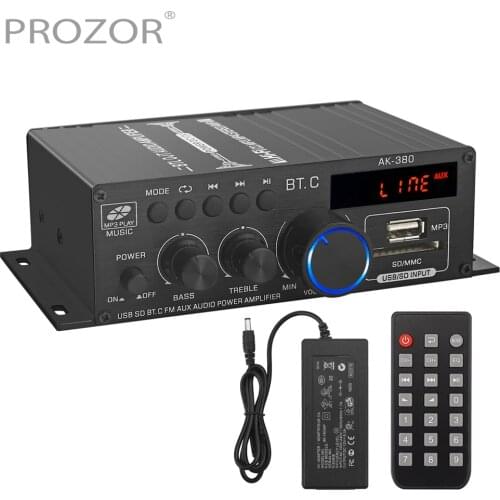 Prozor 2.0CH Bluetooth Audio Power Amplifier AK-380 with Volume Bass & Treble Control Music Player Speaker Sound Amplifier 80W