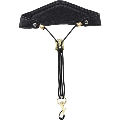 Adjustable Saxophone PU Leather Shoulder Neck Strap for Sax Players, Black