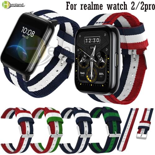 22mm Nylon WatchStrap For Realme Watch 2 / 2 pro Smart WatchBand Wristband For Realme Watch S pro Sport Quick Release Bracelet