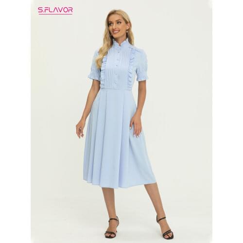 Голубые летние платья S.FLAVOR China At AliExpress