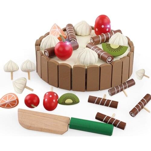 Wooden Fruit Cooking Toy Wooden Baby Kitchen Toys Pretend Play Cutting Cake Play Food Kids Toys Birthday Gifts Interests Toy