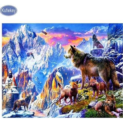 Snow,wolf,Full Square Diamond Embroidery 5D DIY Diamond Painting Cross Stitch 3D Diamond Mosaic pattern