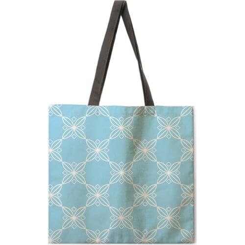 New blue rhombus printing handbag shoulder bag lady large handbag lady leisure leisure shopping handbag outdoor