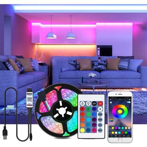 Bluetooth LED Strip Lights USB RGB 2835 SMD Flexible Ribbon Waterproof RGB LED Light 1M-5M lamp Tape Diode 5V Bluetooth Control