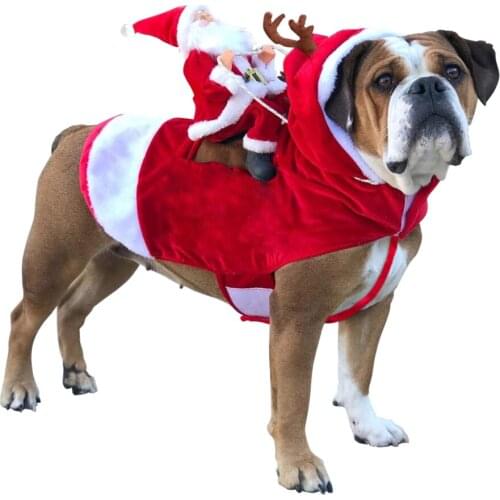 Pet Supplies Clothes For Pets Dog Costume Winter Hoodie Comfortable And Durable Christmas Acrylic Santa Riding Outfit
