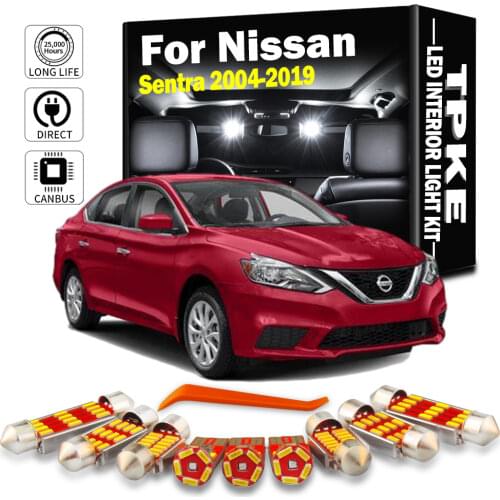TPKE For 2004-2018 2019 Nissan Sentra White Car Accessories Canbus LED Interior Light Kit Reading Map Dome License Plate Lamp
