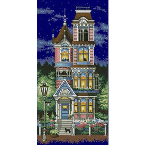 Villa under the stars patterns counted 11CT 14CT Cross Stitch Set DIY Cross-stitch Kit Embroidery Needlework Home Decor