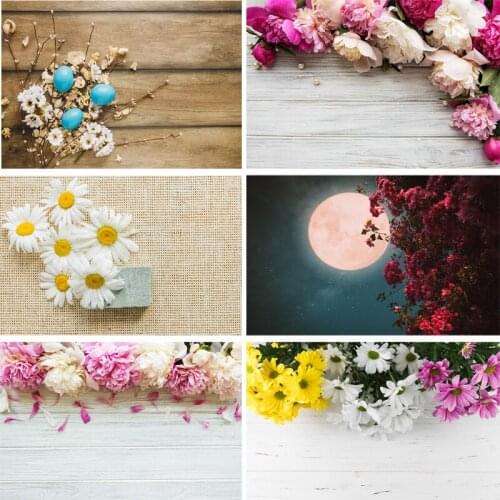 Vinyl Custom Photography Backdrops Prop Flower and Wooden Planks Photo Studio Background 191023PK-0002