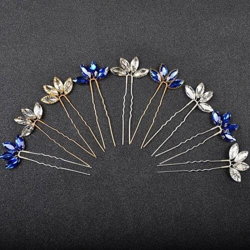 Silver/Gold Color Crystal Women Hairpins Wedding Hair Jewelry Accessories Handmade Bridal Head Decoration Hair Sticks Shiny Pins