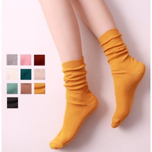 Women Socks Spring Autumn Winter Long Socks School Style Cotton Solid Color Cotton Socks Female Korean Style Calcetines