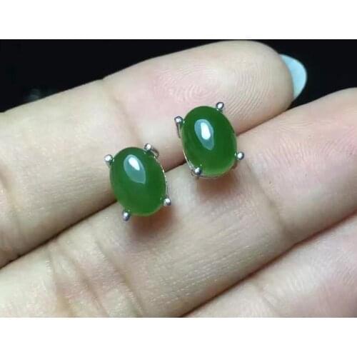 Colorful Gems 925 Silver Jewelry Natural Jasper Stud Earrings Simple Generous Pircing Pendientes Mujer Kolczyki Damskie