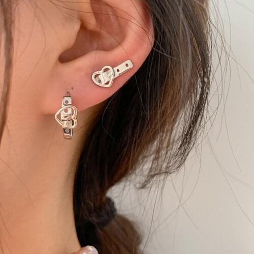 925 Sterling Silver Belt Heart Hoop Earrings for Women Punk Earrings Daily Jewelry New Dropshipping