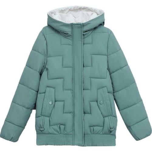 Ladies Short Hooded Down Padded Red Coat Winter 2021 Women' Zipper Fashion Black Jacket Loose Thick Warm Cotton Green Jacket B31