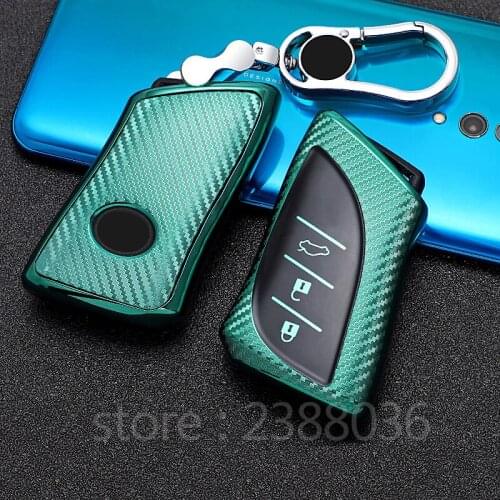 1x Carbon Fiber Style TPU key fob Protect case cover for For Lexus 2018 2019 IS ES GS LS500h NX RX LX LC RC Remote Keyless
