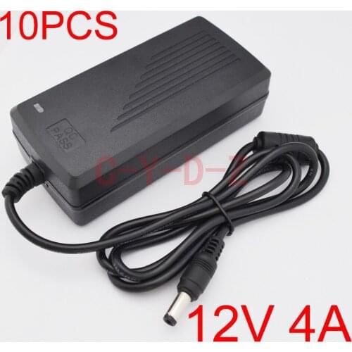10PCS 12V4A AC 100V-240V Converter Adapter DC 12V 4A 48W Power Supply DC 5.5mm x 2.5mm for 5050/3528 LED Light LCD Monitor