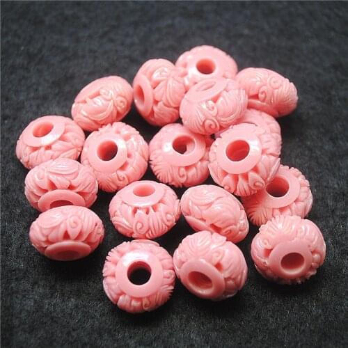 20pcs carving flower clay beads 10X16mm inner hole 5.0mm for bracelets diy beads finding wholesale beads jewelry finding