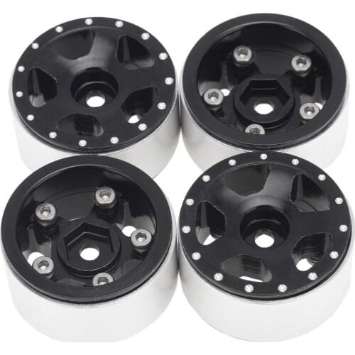 4PCS 1:24 1.0" Beadlock CNC Micro Crawler Wheel Rim Hub for 1/24 RC Crawler Car Axial SCX24 90081 AXI00001