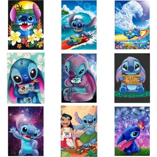 5D Diamond Painting Disney Cartoon Stitch Square/Round Diamond Mosaic Art Diamond Embroidery Cross Stitch Kids Home Decoration