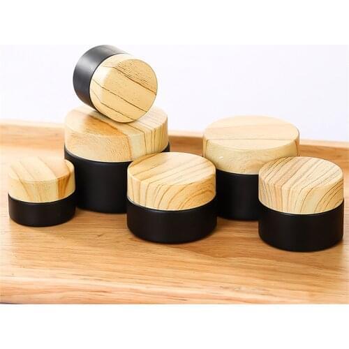 1 Pcs Black Scrub Cream Bottle Face Cream Glass Bottle Cosmetic Container Travel Sub-bottling Set 5g/10g/15g/20g/30g/50g