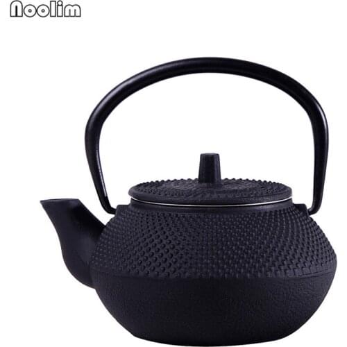 Black Concise Style Cast Iron Kettle Teapot Comes With Strainer Tea Pot Drinkware
