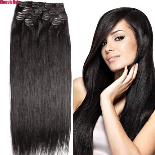 Chocola Full Head Brazilian Machine Made Remy Hair 12pcs Set 240g 16"-28" Natural Straight Clip In Human Hair Extensions