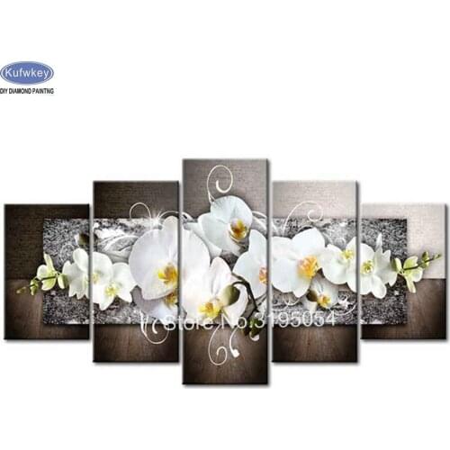 Diy,Diamond Embroidery,flower,orchid,,Life,5D,Diamond Painting 5pcs,Cross Stitch,3D,Diamond Mosaic,Decoration,Christmas,art,gift