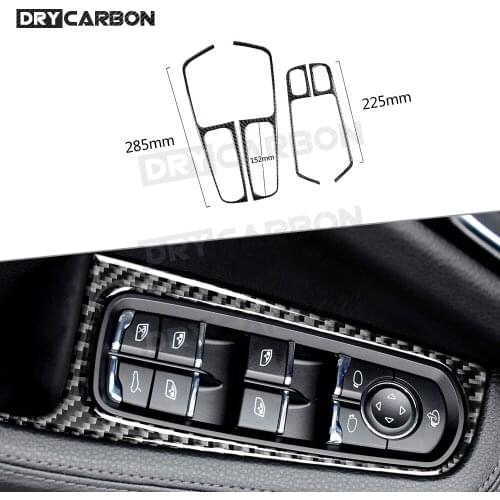 For Porsche Macan 2015-2018 Carbon Fiber Door Window Lifter Switch Button Panel Trim Frame Armrest Cover Stickers