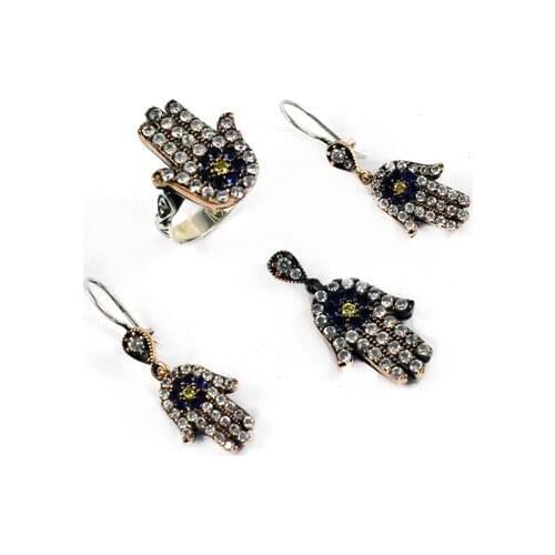 Fatma Mothers Blessings Hand Silver Set 281Hand Made Silver Jewellery Set