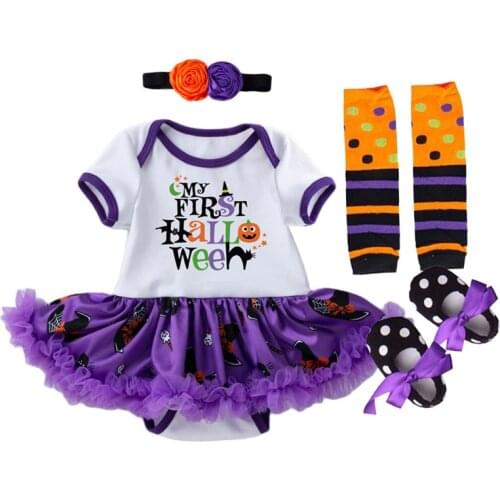 Purple Baby Girl Halloween Costumes Romper Dress Newborn Baby Girl 1 Year Cosplay Party Clothes First Halloween Outfit Jumpsuits