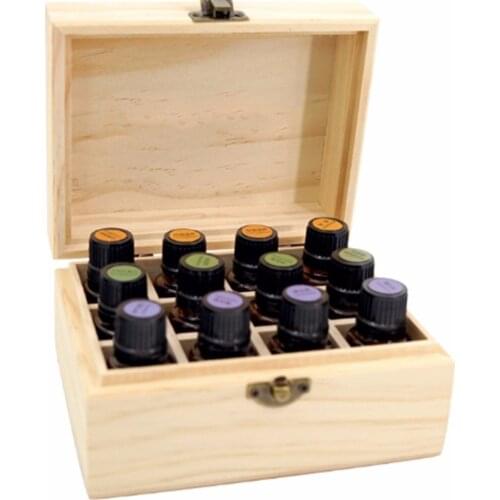 Essential Oils Wooden Box 12 Holes 15ml Bottles SPA YOGA Club Aromatherapy Natural Pine Wood Without Paint